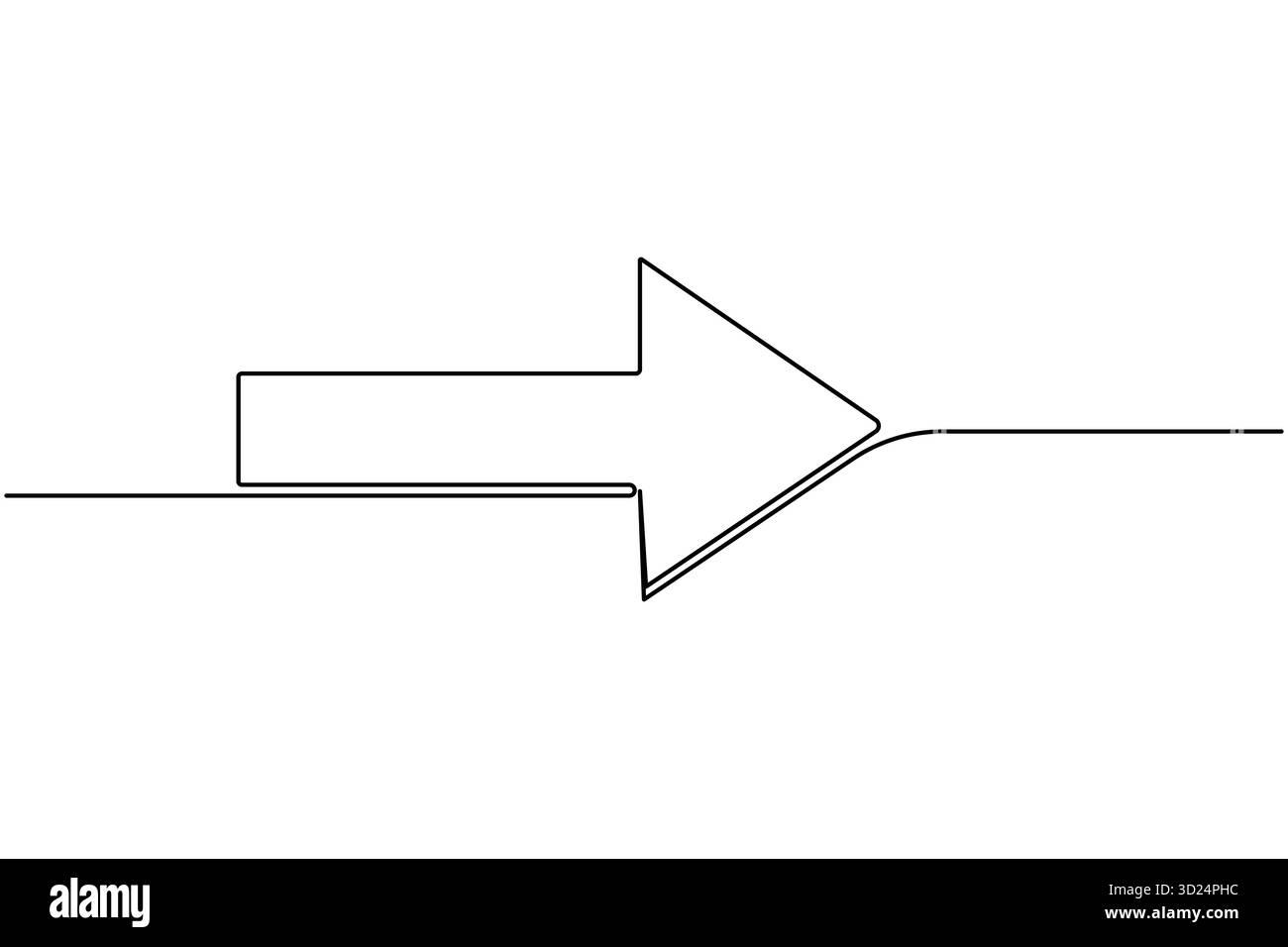Pfeil durchgehende einzeilige Zeichnung minimalistischer Richtungssymbolvektorgrafik Stock Vektor