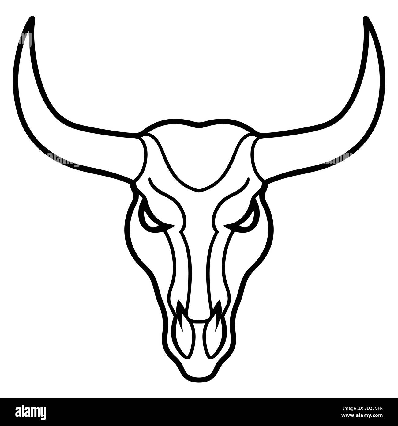 Bull Skull Line Zeichendesign Stock Vektor