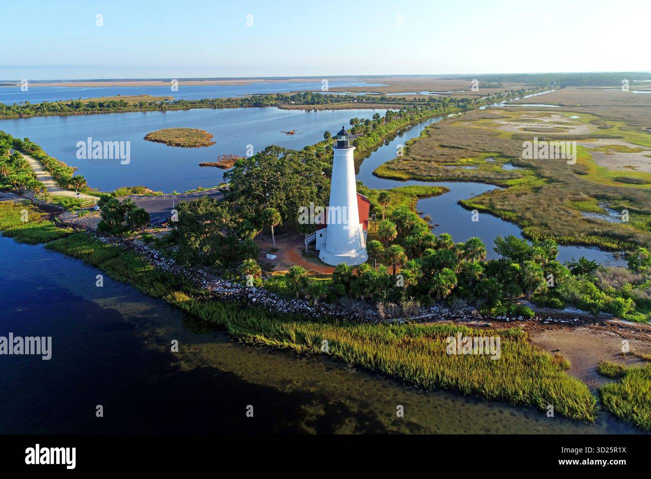 St. Marks Lighthouse US Fish and Wildlife Service Refuge Gulf Coast Florida 09.15.2025 Stockfoto