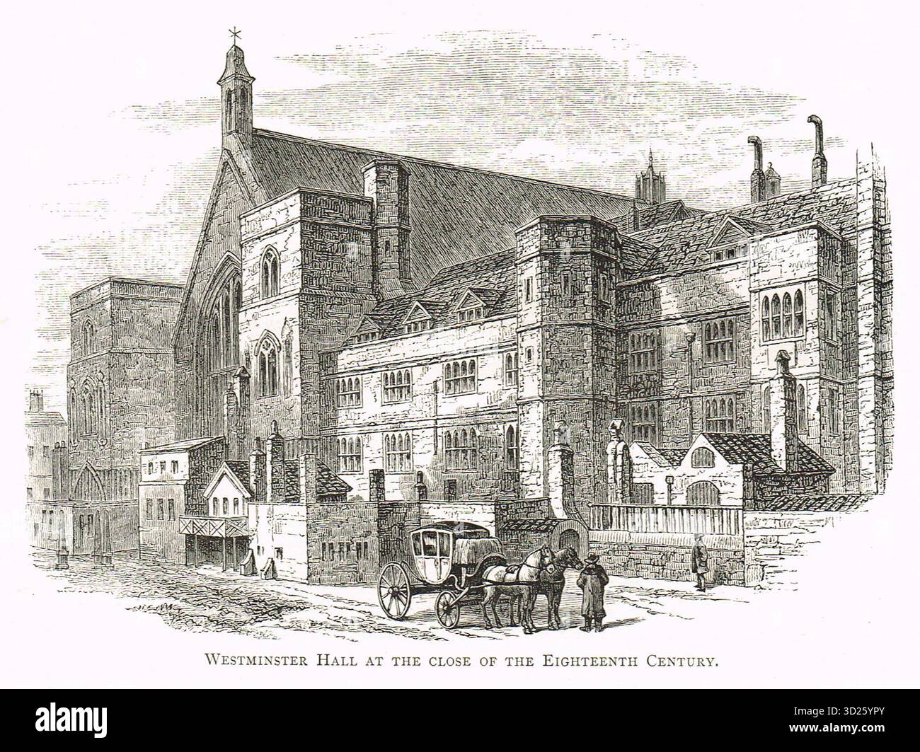 Westminster Hall Anfang des 18. Jahrhunderts, vor der Restaurierung von Charles Barry Stockfoto