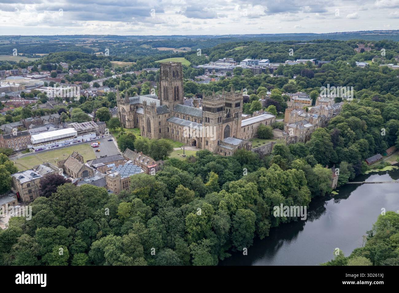 Luftaufnahme der Kathedrale von Durham, Durham, County Durham, Großbritannien. Stockfoto