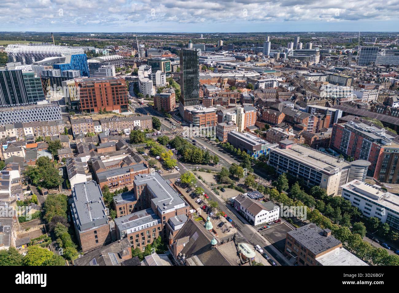 Allgemeine Luftaufnahme des Stadtzentrums von Newcastle upon Tyne (NE1), Großbritannien. Stockfoto