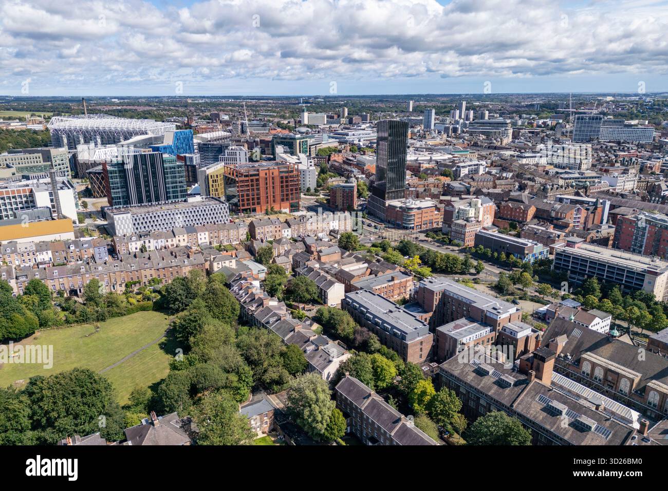 Allgemeine Luftaufnahme des Stadtzentrums von Newcastle upon Tyne (NE1), Großbritannien. Stockfoto