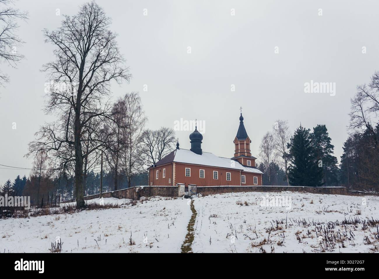 Johannes die theologische hölzerne orthodoxe Kirche in Mostowlany, einem kleinen Dorf in der Region Podlasie in Ostpolen Stockfoto
