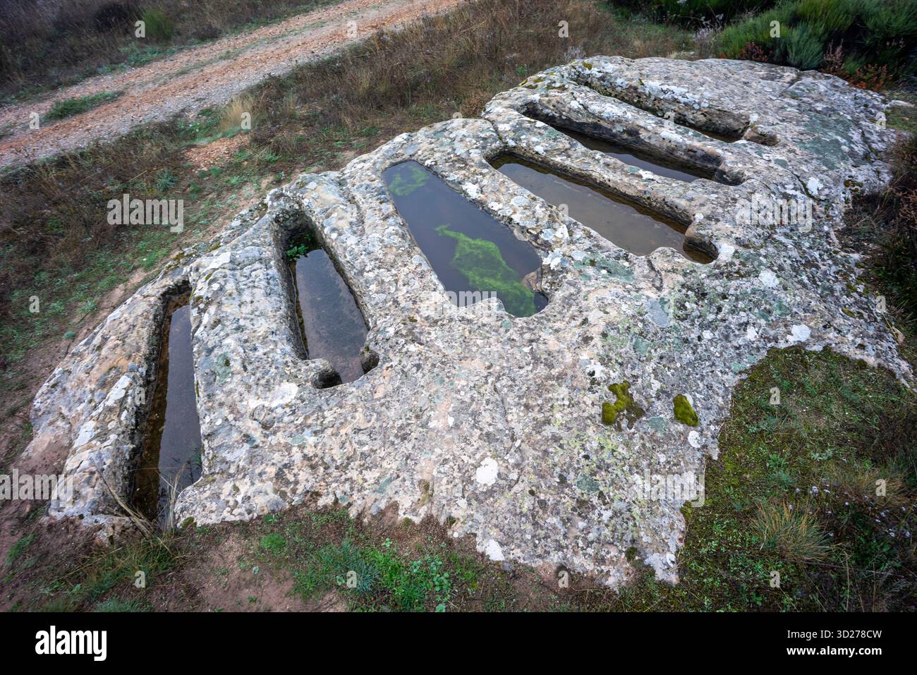 Nekropole von Santiuste in Corvio, Palencia, Autonome Gemeinschaft Kastilien und Leon, Spanien. Stockfoto