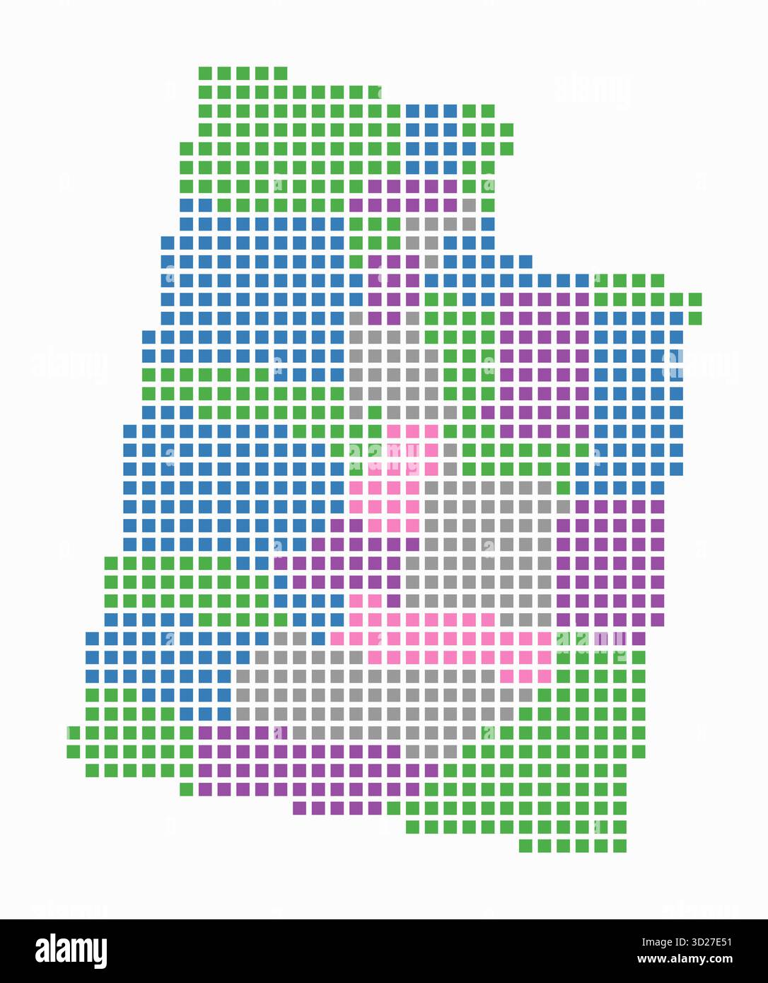 Utah gepunktete Karte. Digitale Karte des Zustands auf weißem Hintergrund. Utah-Form mit quadratischen Punkten. Farbige Punkte. Große Quadrate. Stock Vektor