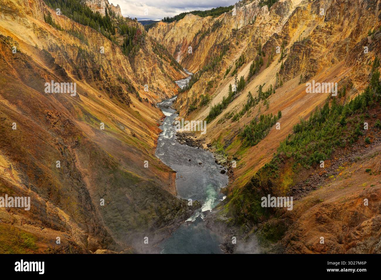 Blick auf den Grand Canyon von Yellowstone von den Lower Falls Stockfoto