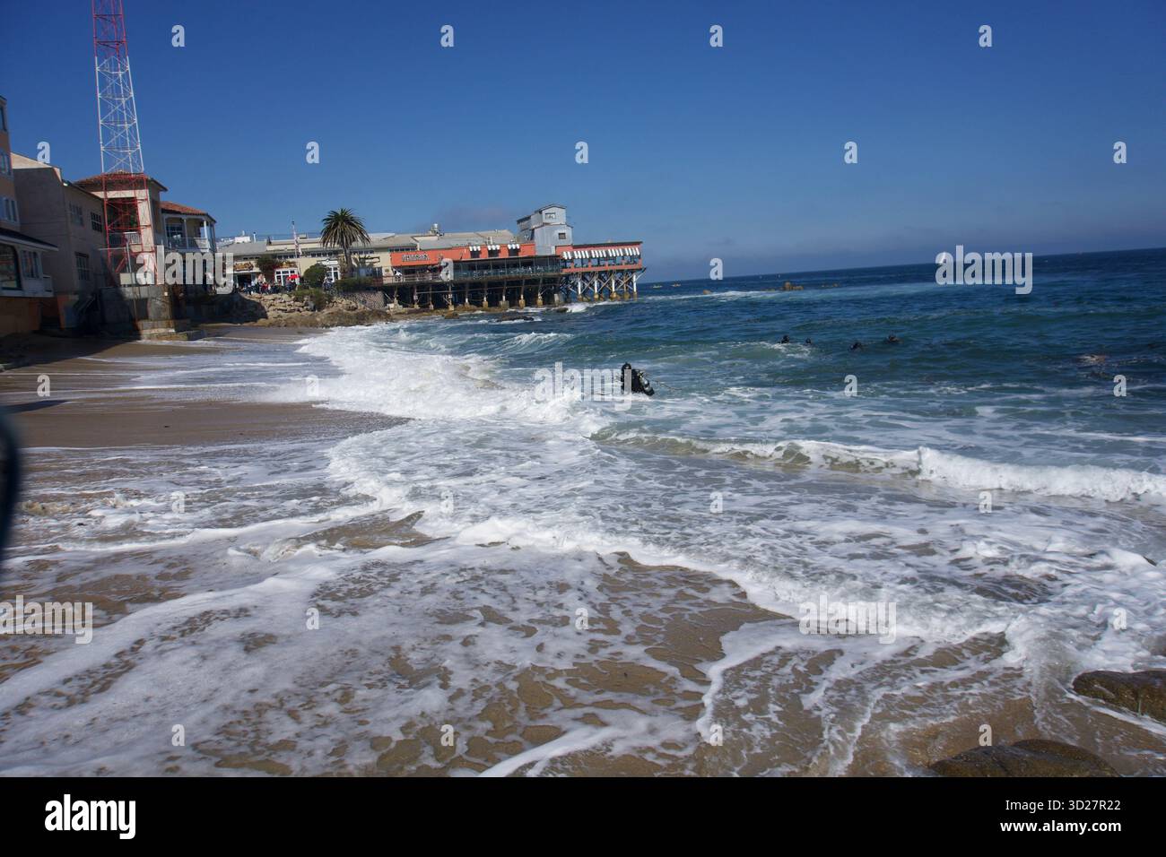 Taucher in der Cannery Row – Monterey Bay, Kalifornien Stockfoto