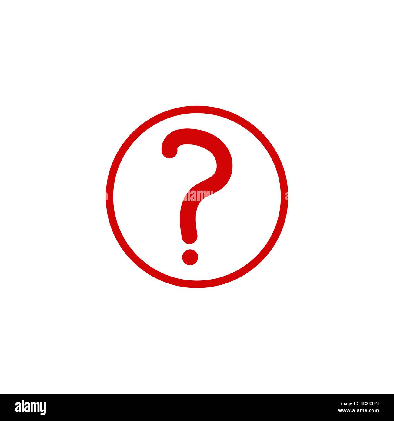Rotes Fragezeichensymbol in einem kreisförmigen Vektor isoliert auf weißem Hintergrund, das Hilfe-Support ASK Query faq oder Information Concept Perfect darstellt Stock Vektor