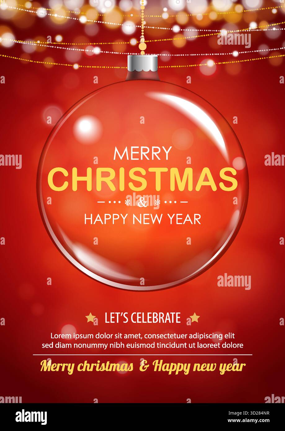 Frohe weihnachten rote Ornament Ball für Grußhintergrund. Stock Vektor