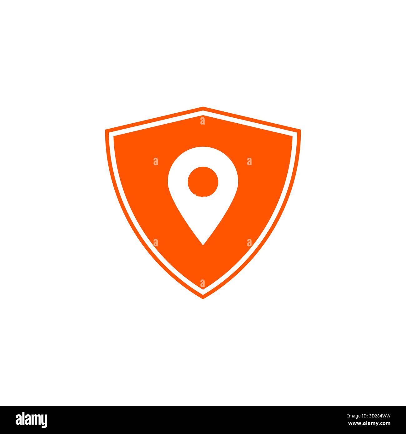 Orangefarbenes Schild mit Positionsstift-Symbol für gps-Navigationsschutz, digitale Sicherheitskarte, Datenschutz und Standortverfolgung Stock Vektor
