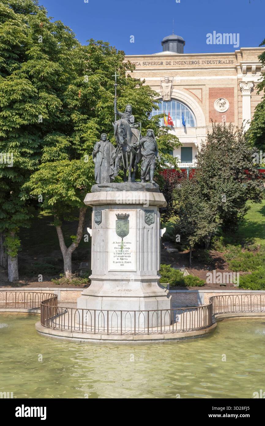 Denkmal für Königin Isabel die Katholikin von Manuel OMS Canet, Madrid, Spanien Stockfoto