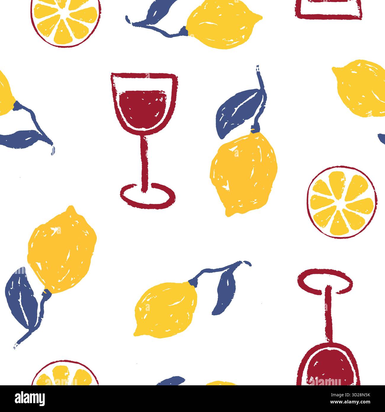 Nahtloses Muster italienische amalfi sizilien Kunst Hand gezeichnete Vektor-Illustration in Grunge grobe Kritzelskizze Stil Elemente. Dolce vita Italien Urlaub am Meer Stock Vektor