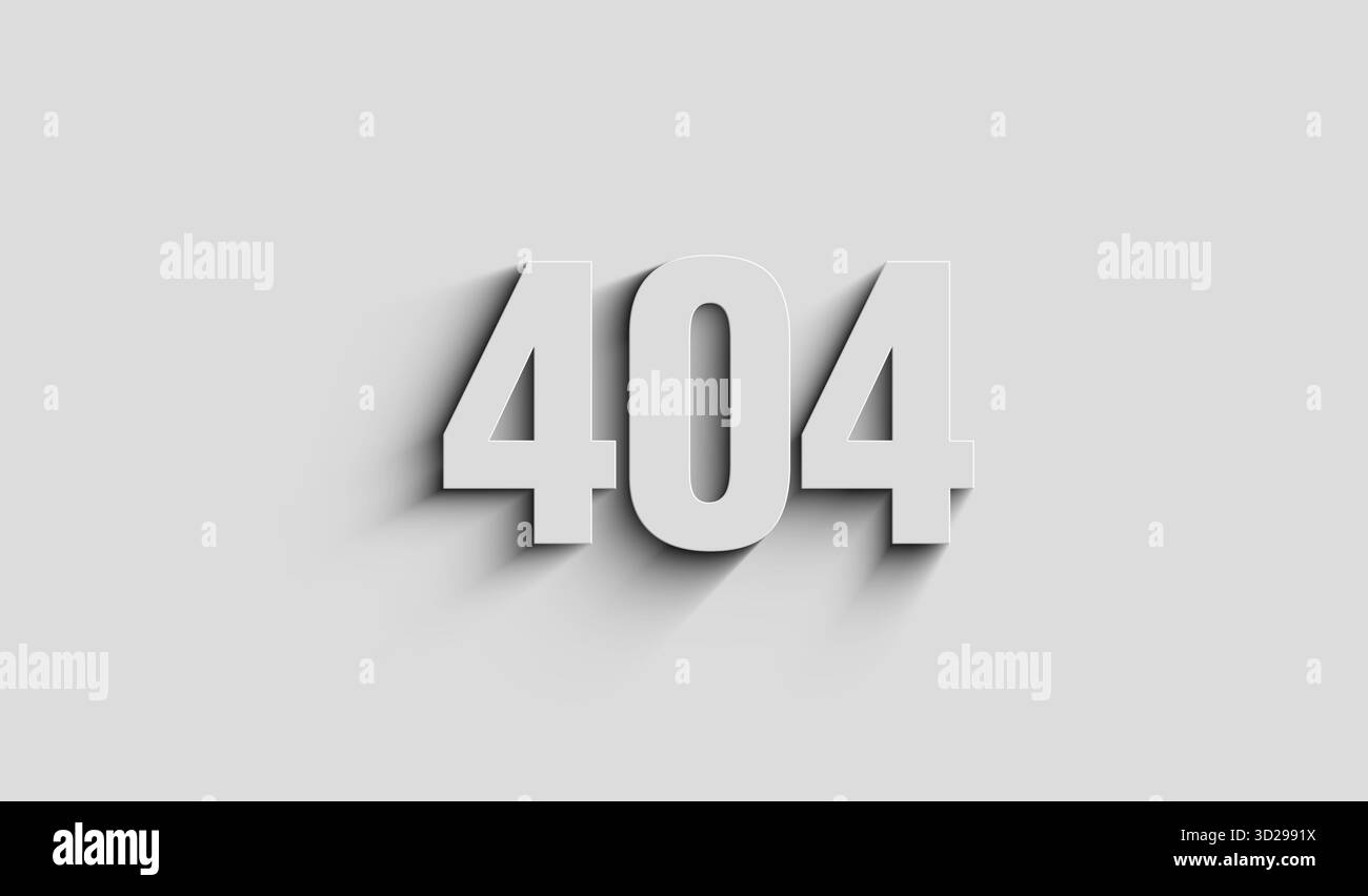 Fehler 404 Seite nicht gefunden. Oops Problemsymbol Digital Concept. Netzwerk, Cybertechnologie und Computerhintergrund abstrakte 3D-Illustration. Stockfoto