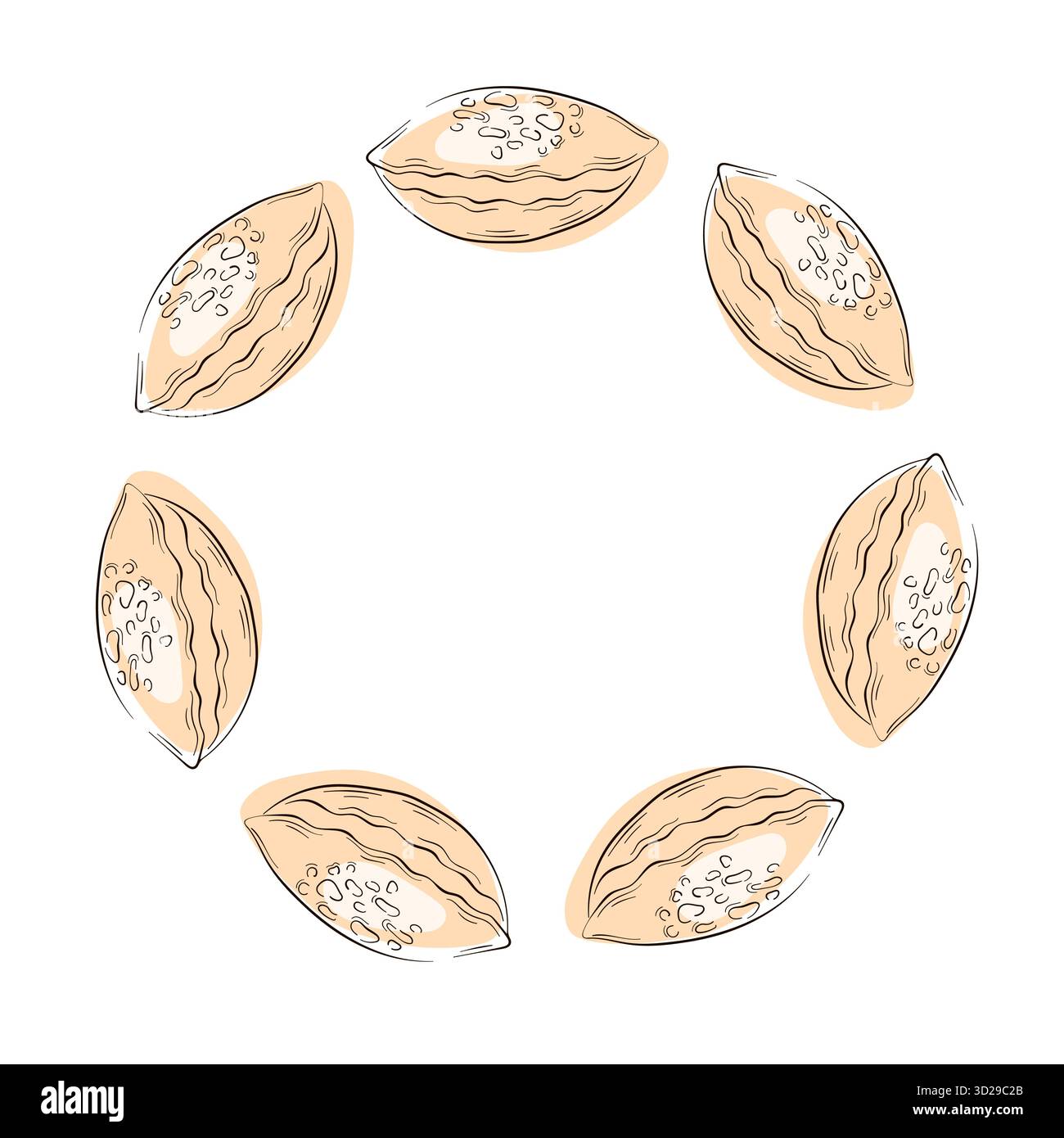 Sommerkranz aus Muscheln im flachen Stil. Ocean Logo Design für Visitenkarte isoliert auf weißem Hintergrund. Stock Vektor