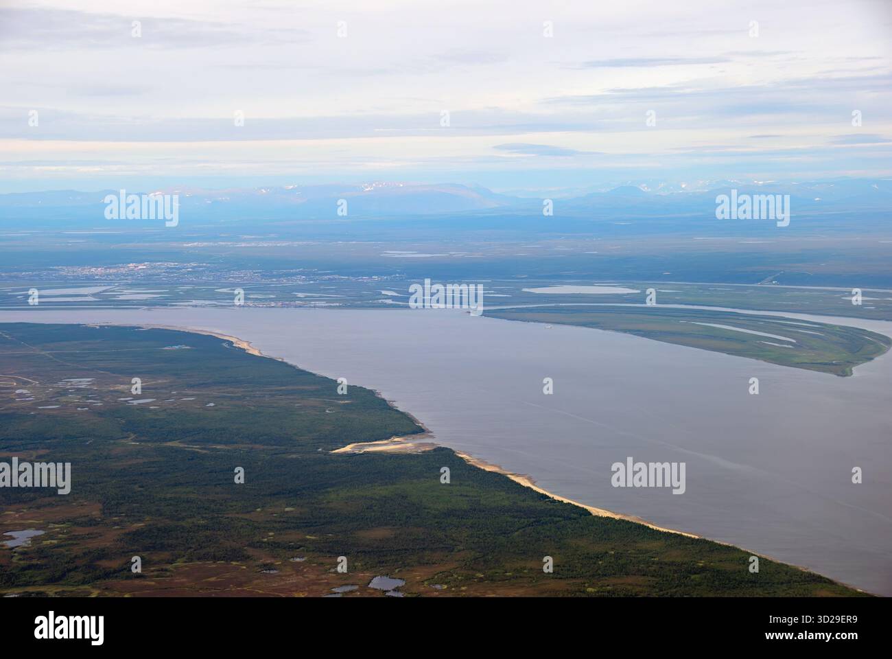 Ob River aus der Vogelperspektive. Westsibirien Landschaft Stockfoto