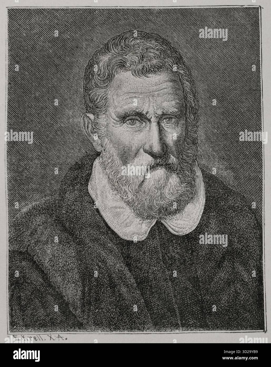 Marco Polo (ca. 1254-1324). Venezianischer Kaufmann und Avenezianer. Er reiste von Europa nach Asien (1271–1295) und blieb für 17 dieser Jahre in China. Hochformat. Kupferstich von E. Krell. Amerika. Geschichte der Entdeckung von der Urzeit bis zur Neuzeit, geschrieben von Rodolfo Cronau. Band I. veröffentlicht in Barcelona, 1892. Stockfoto