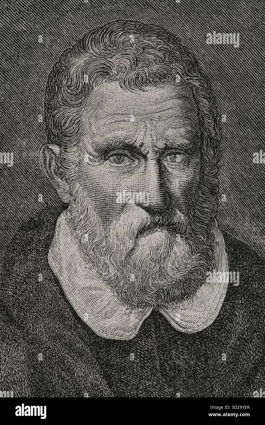 Marco Polo (ca. 1254-1324). Venezianischer Kaufmann und Avenezianer. Er reiste von Europa nach Asien (1271–1295) und blieb für 17 dieser Jahre in China. Hochformat. Kupferstich von E. Krell. Details. Amerika. Geschichte der Entdeckung von der Urzeit bis zur Neuzeit, geschrieben von Rodolfo Cronau. Band I. veröffentlicht in Barcelona, 1892. Stockfoto