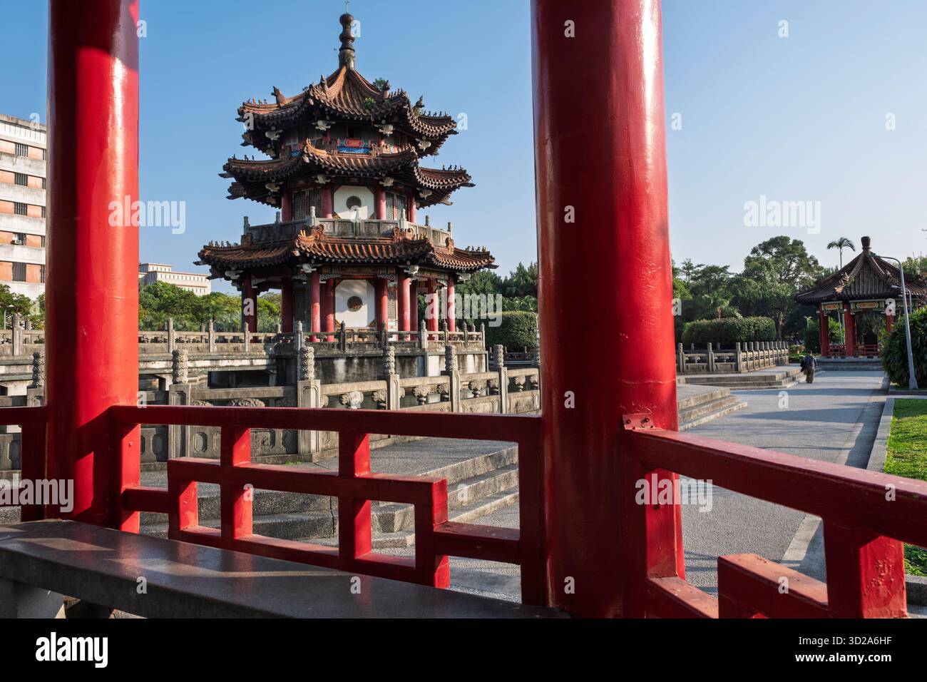 Pagoden im chinesischen Stil im 228 Peace Memorial Park, Taipei, Taiwan Stockfoto