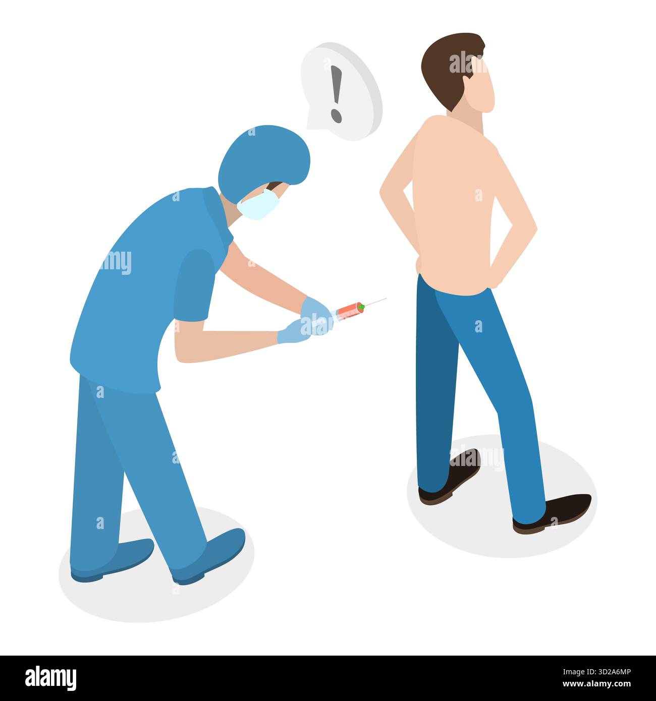 Isometrische 3D flache Illustration der Anästhesiologie, medizinische Sedierung. Punkt 1 Stockfoto