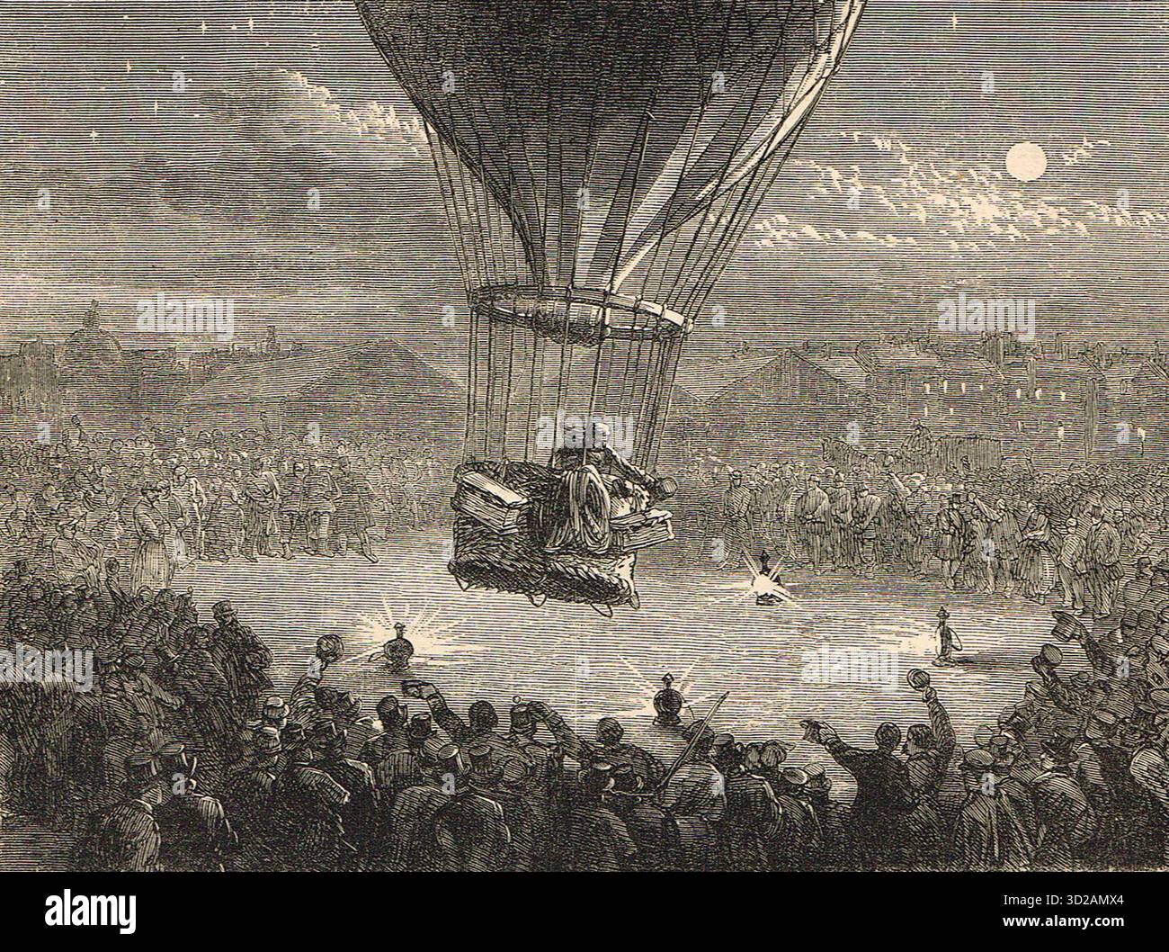 Ballon von Paris aus, während der Belagerung von Paris (1870–1871), während des Deutsch-Französischen Krieges Stockfoto