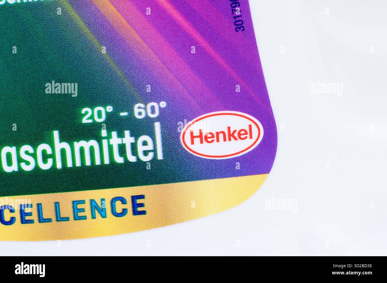 Iserlohn Deutschland 26. Oktober 2025 Henkel Markenlogo Nahaufnahme auf Produktetikett Stockfoto