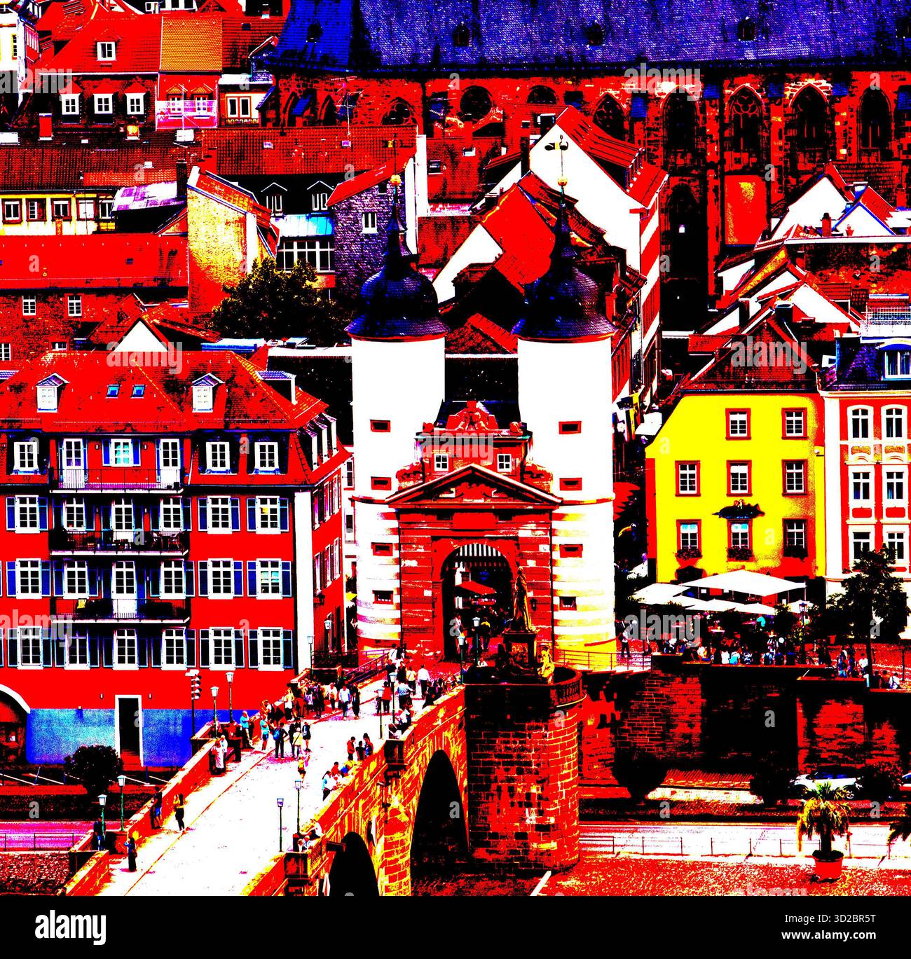 Digitale Kunst - die Farben der Stadt Heidelberg Stockfoto