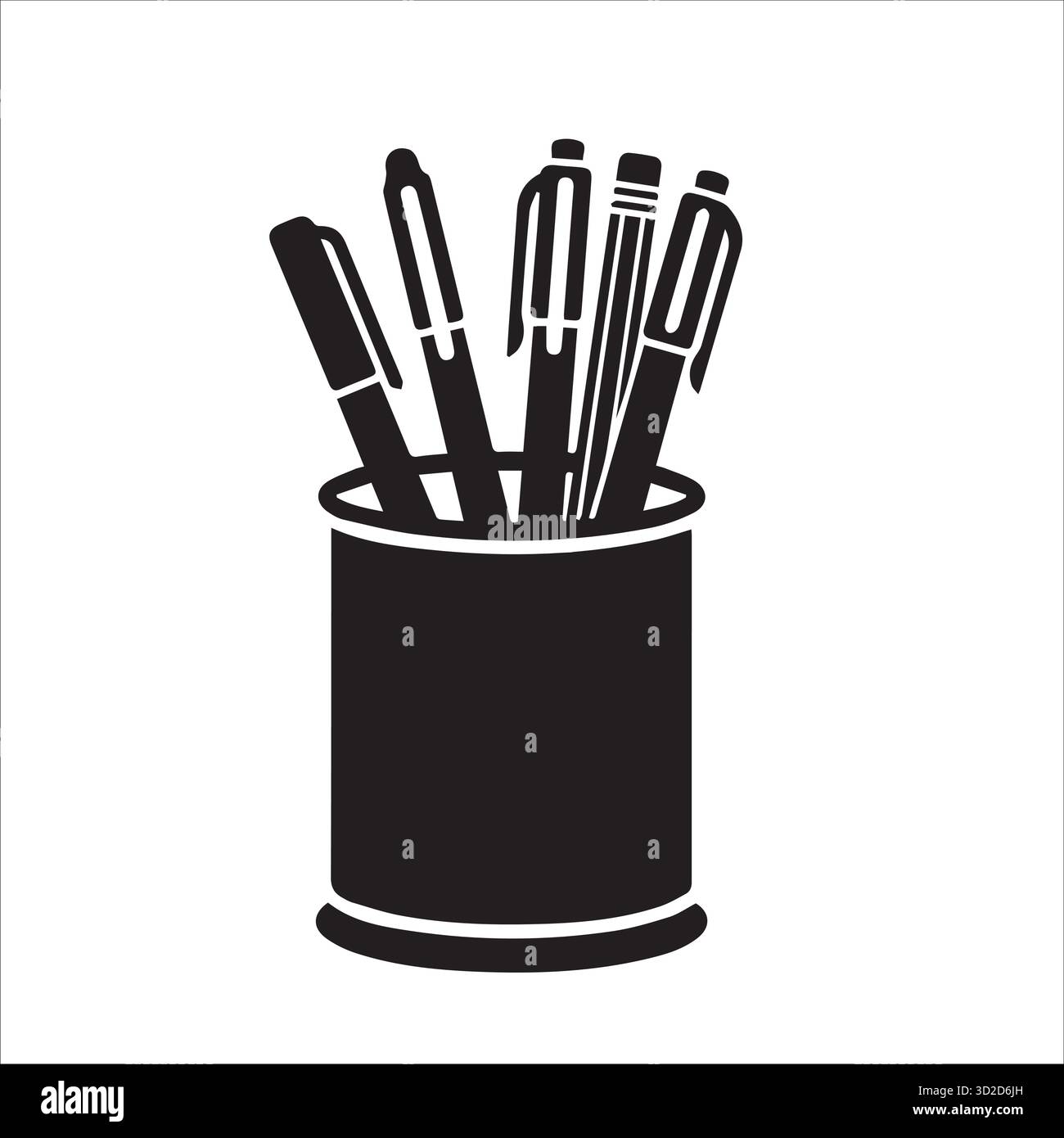 Stilvoller Stifthalter mit mehreren Schreibgeräten für die Schreibtischorganisation Stock Vektor