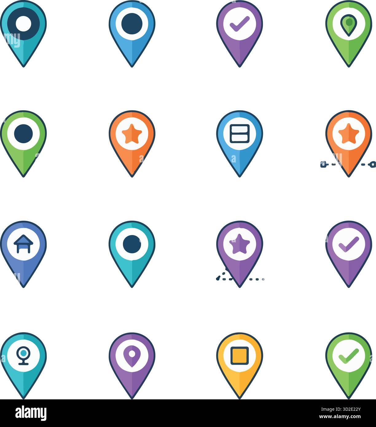 Positionssymbole: Meistverkaufte Kartenmarkierungen für GPS-Navigation, Web-Design und mobile Apps in mehreren Formaten Stock Vektor