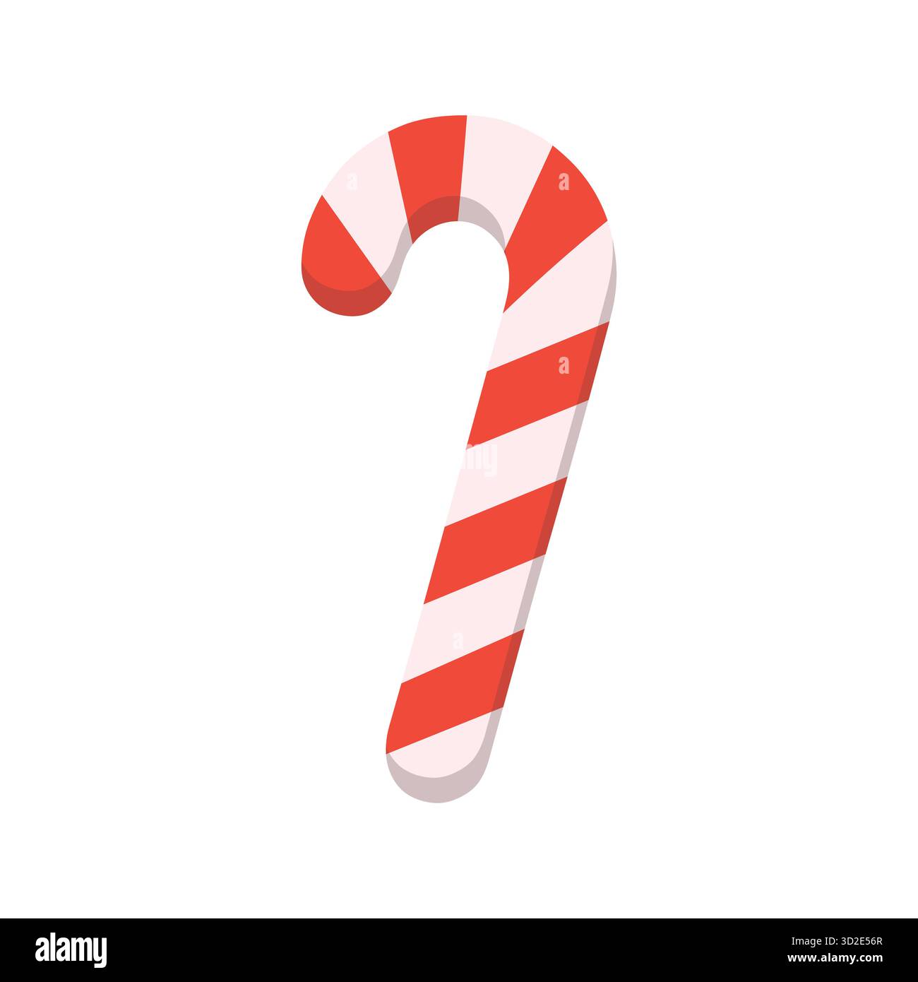 Ein klassischer rot-weiß gestreifter Zuckerrohr, perfekt für Weihnachtsgeschenke, festliche Dekorationen und saisonale Weihnachtsmotive. Stock Vektor