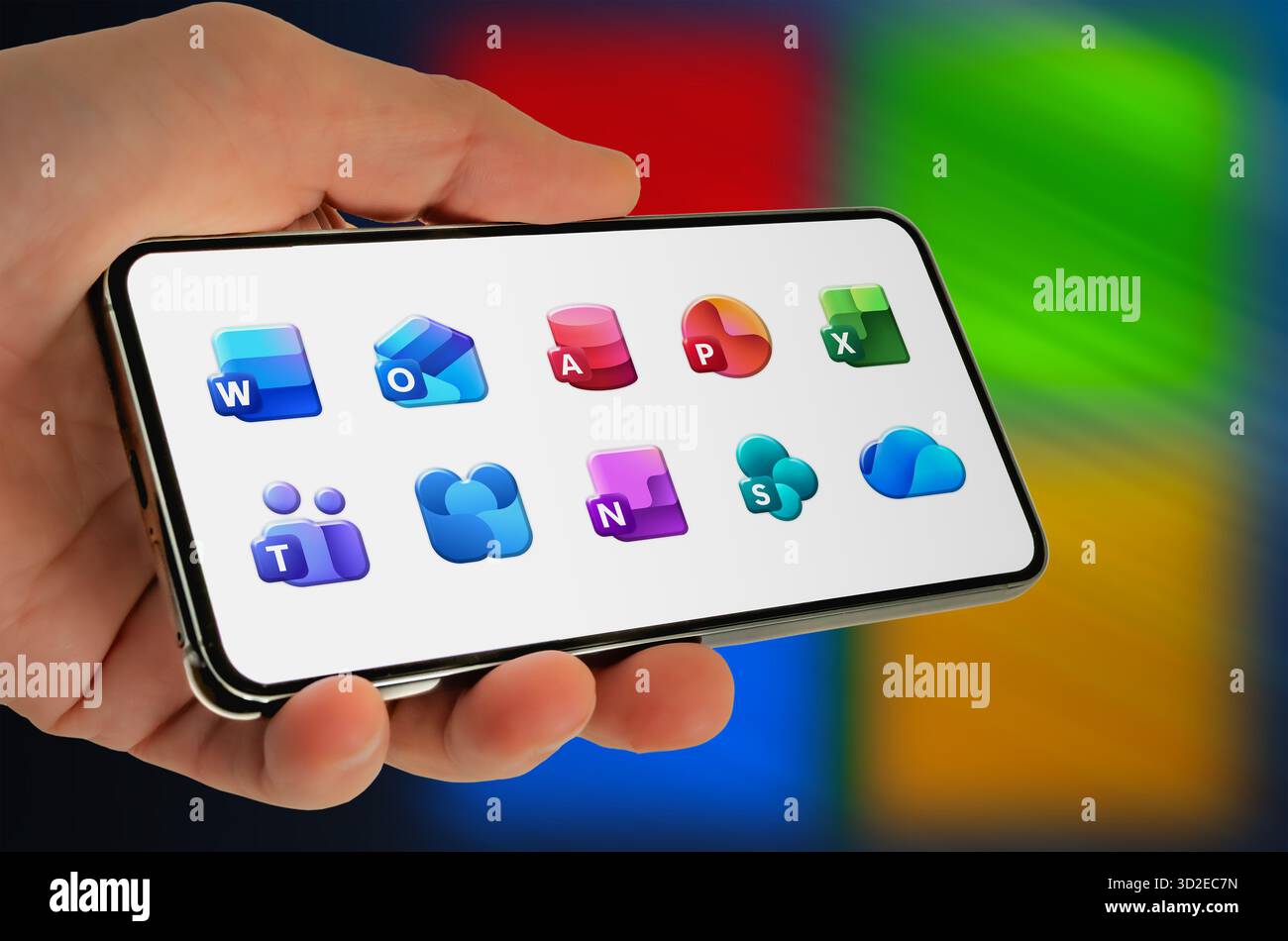 Microsoft 365-Dienste wie Teams, Excel und Outlook Stockfoto