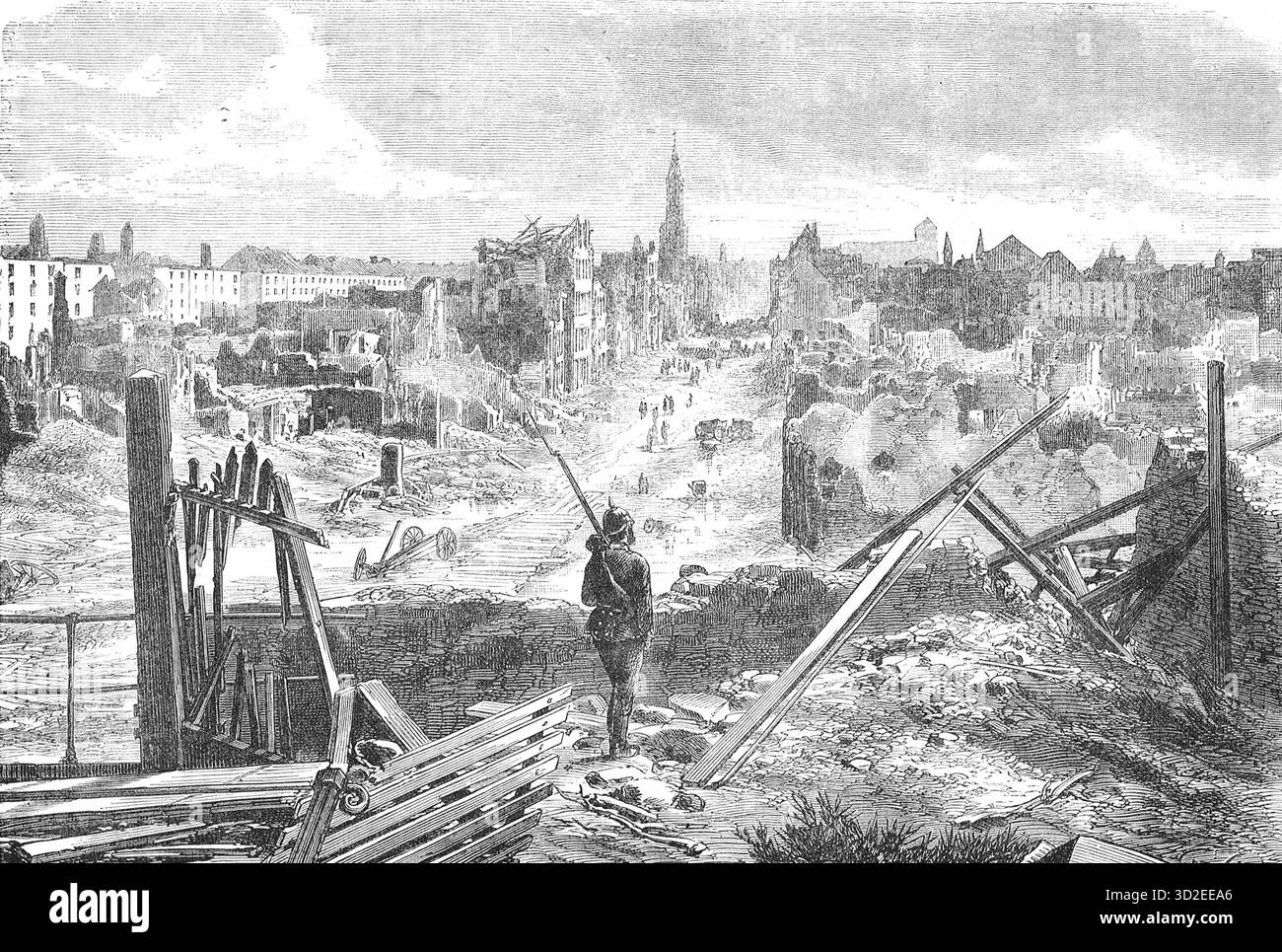 Ruinen von Straßburg nach der Kapitulation während des Deutsch-Französischen Krieges Stockfoto