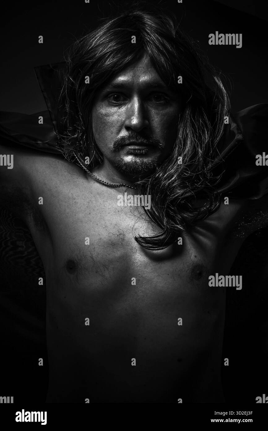 Vampir, männliches Model, böse, blind, gefallenen Engel des Todes Stockfoto