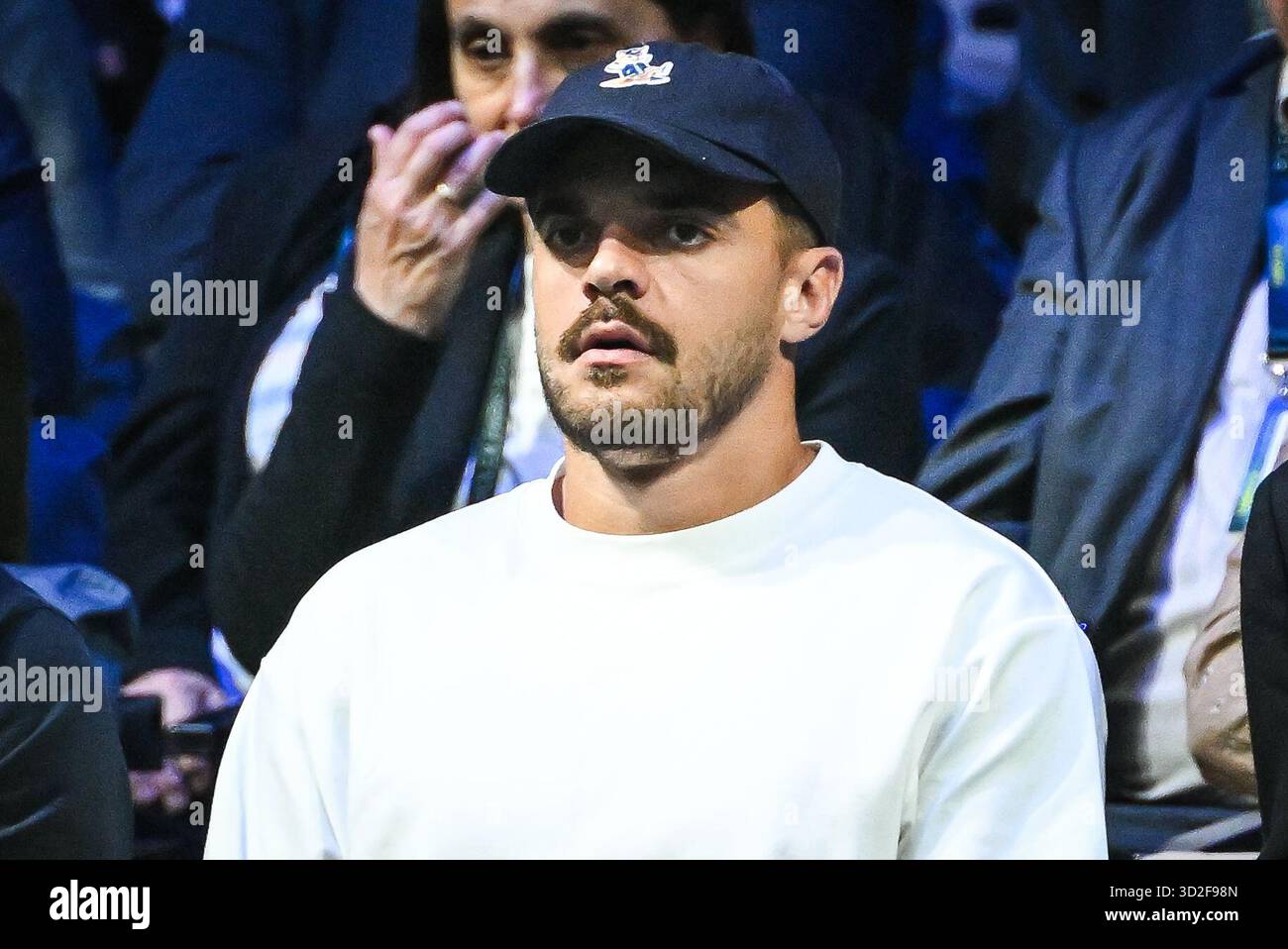 Romain NTAMACK während des sechsten Tages des Rolex Paris Masters 2025, ATP Masters 1000 Tennisturniers am 1. November 2025 in der La Defense Arena in Nanterre bei Paris Stockfoto