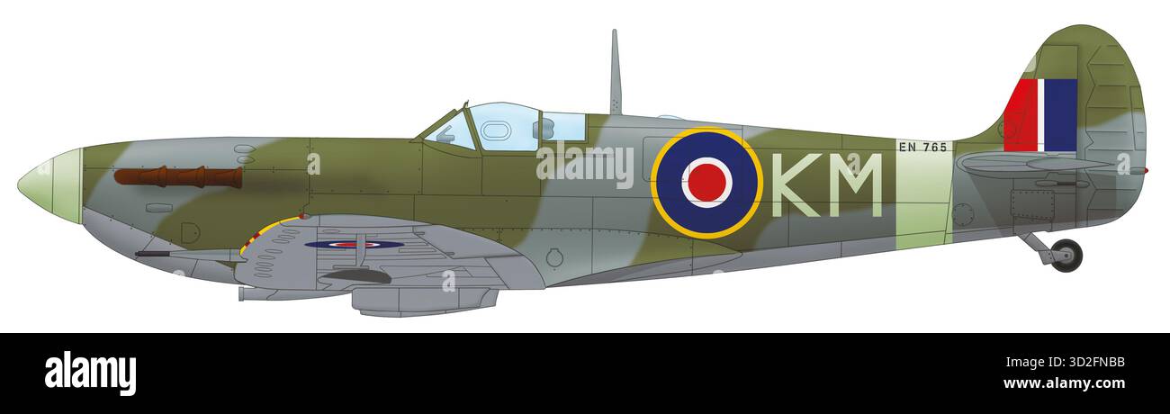 Supermarine Spitfire Mk VB (EN765, KM), gesteuert von Wing Commander Karel Mrazek, Juli 1942 Stockfoto