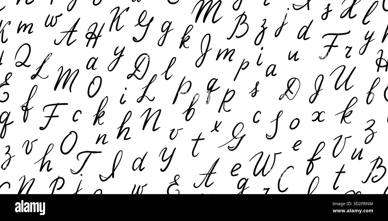 Nahtloses Muster mit handgezeichneten Buchstaben. Moderne Pinselkalligraphie, typographischer Hintergrund. Abstraktes nahtloses Kalligraphie-Muster Stock Vektor