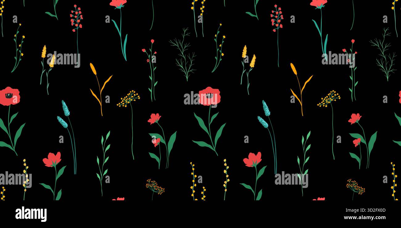 Niedliche Kid-Kritzelkreide Blumen und Blätter. Handgezeichnete Kritzelskizze kindliches Element-Set. Kinder zeichnen im Stil blühende Pflanzen Stock Vektor