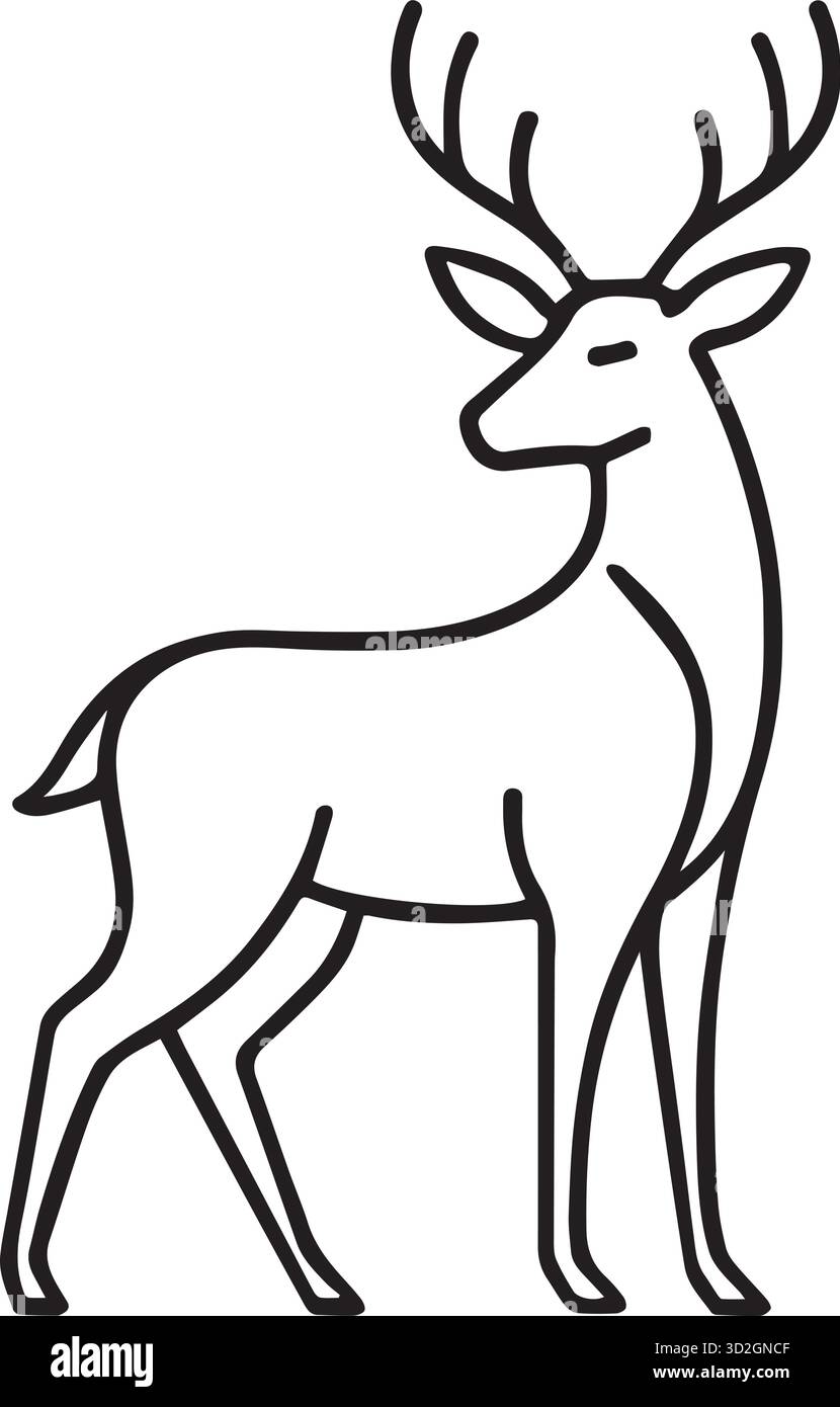 Eleganter Vektor für die Silhouette des Hirsches, perfekt für Logo-, Natur-, Jagd- oder Weihnachtsmotive. Hochwertige schwarze Hirsch- und Bock-Symbol-Illustration. Stock Vektor