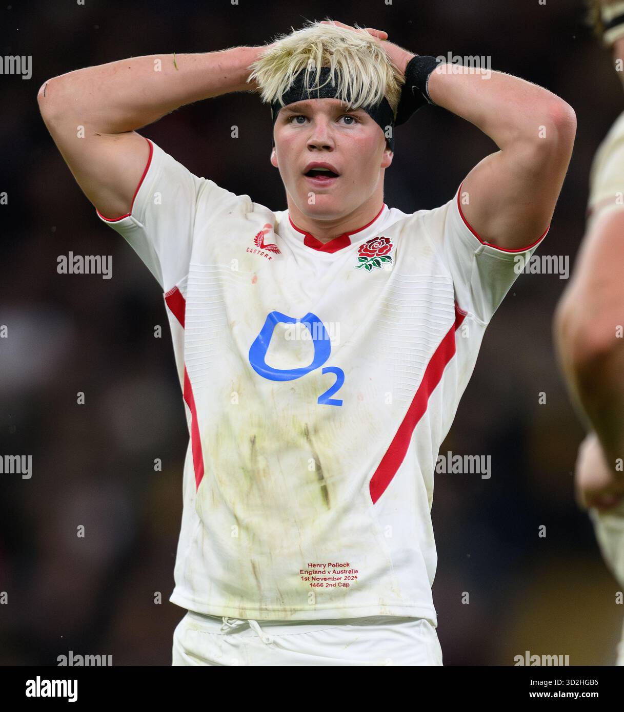 Twickenham, Großbritannien. November 2025. ENGLAND GEGEN AUSTRALIEN – QUILTER NATIONS SERIE – TWICKENHAM. Englands Henry Pollock. Bildnachweis: Mark Pain / Alamy Live News Stockfoto
