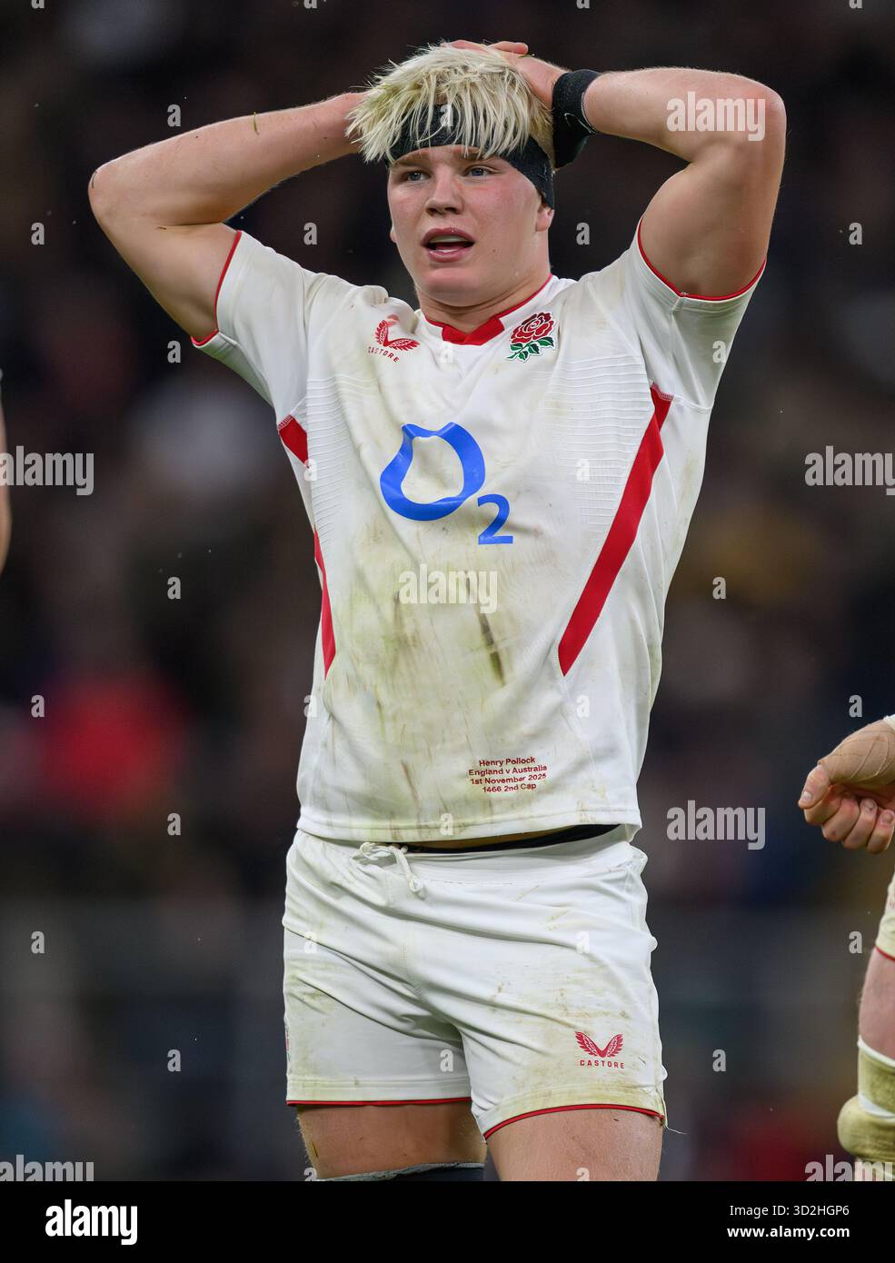 Twickenham, Großbritannien. November 2025. ENGLAND GEGEN AUSTRALIEN – QUILTER NATIONS SERIE – TWICKENHAM. Englands Henry Pollock. Bildnachweis: Mark Pain / Alamy Live News Stockfoto
