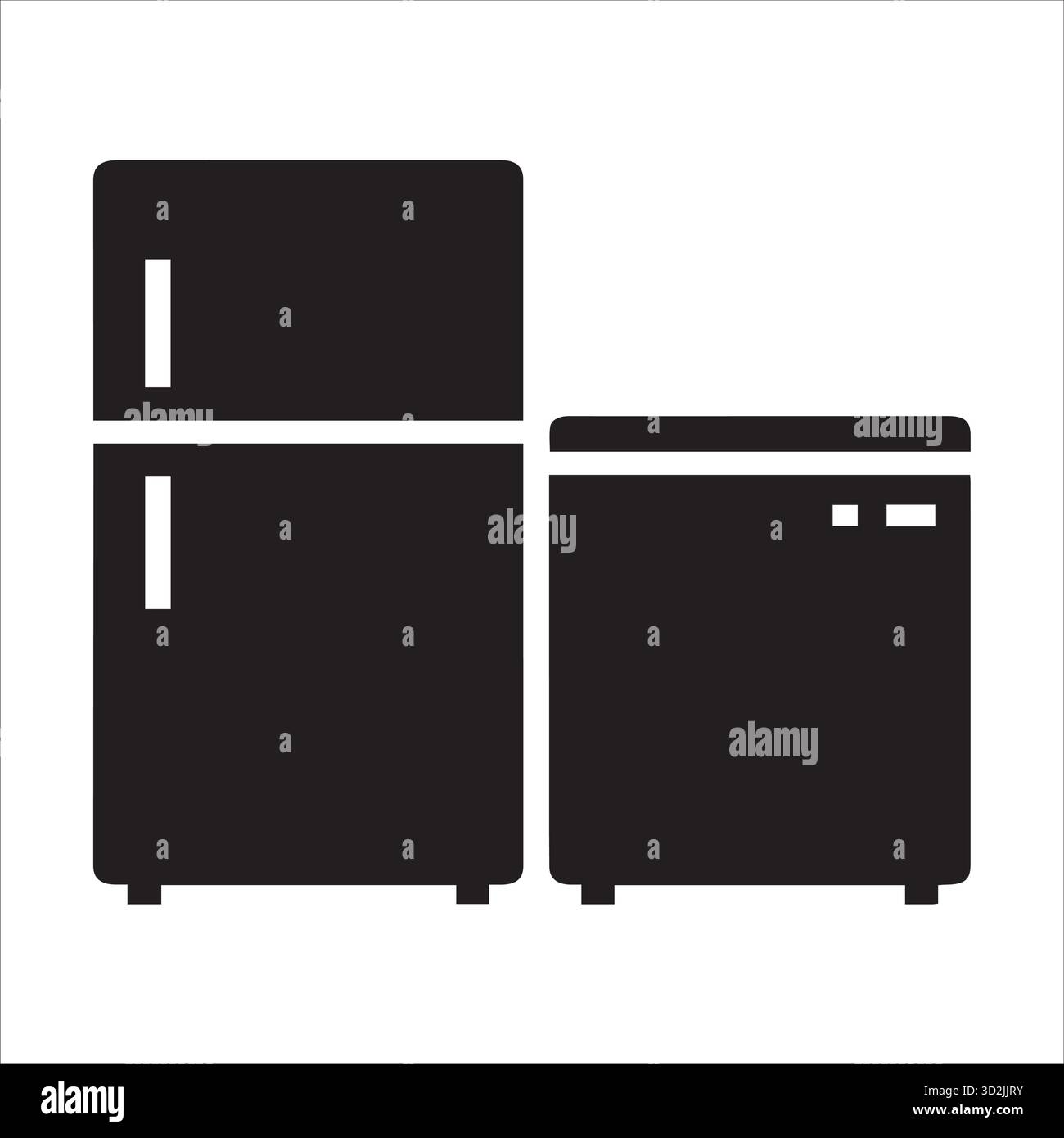 Kombination aus Kühl- und Gefrierschrank und Türen oben und unten, kompaktes Küchengerät Stock Vektor