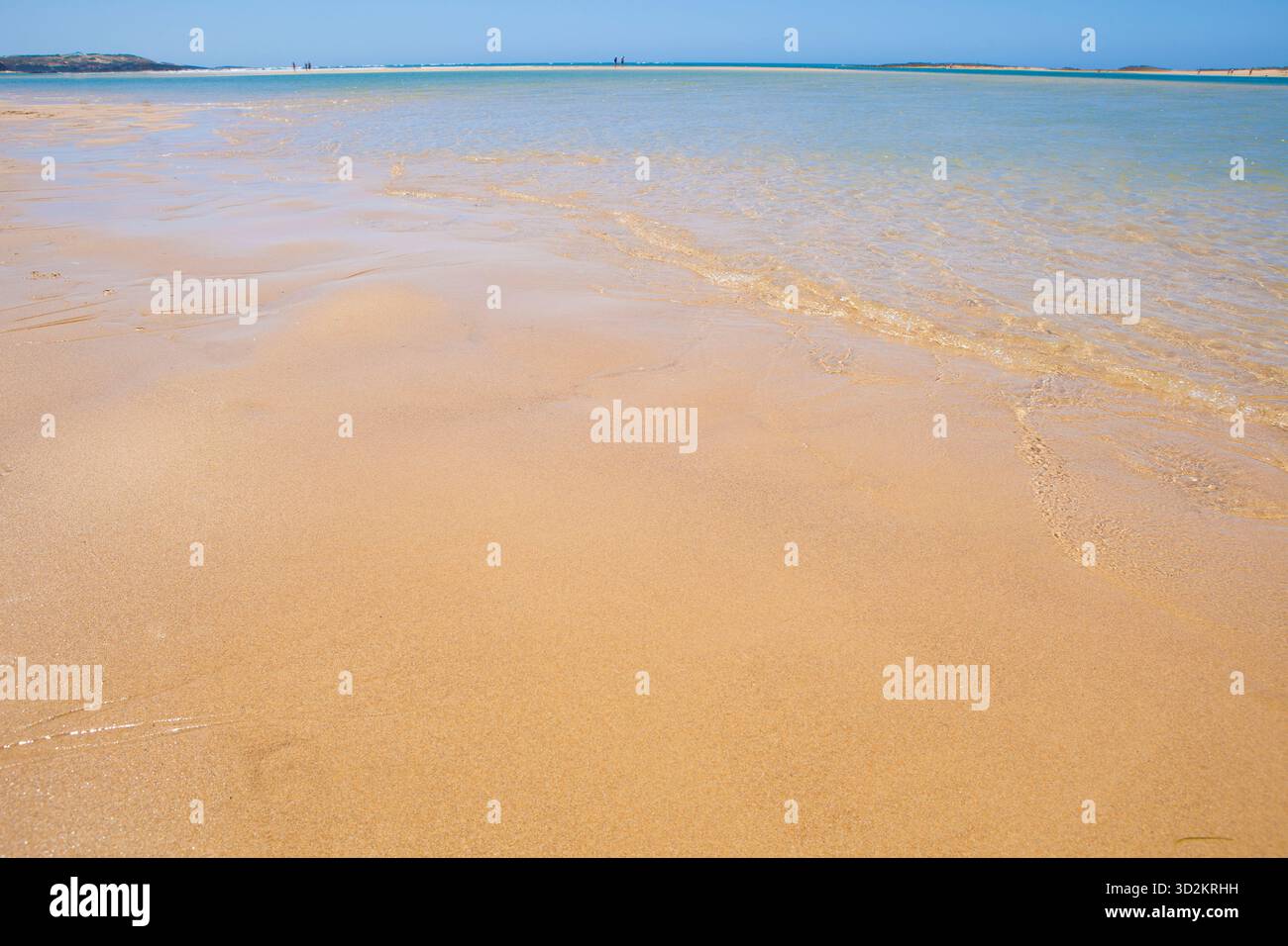 Leicht untergetauchte Sandbänke an der Flussmündung. Vila Nova de Milfontes, Alentejo-Küste, Portugal Stockfoto