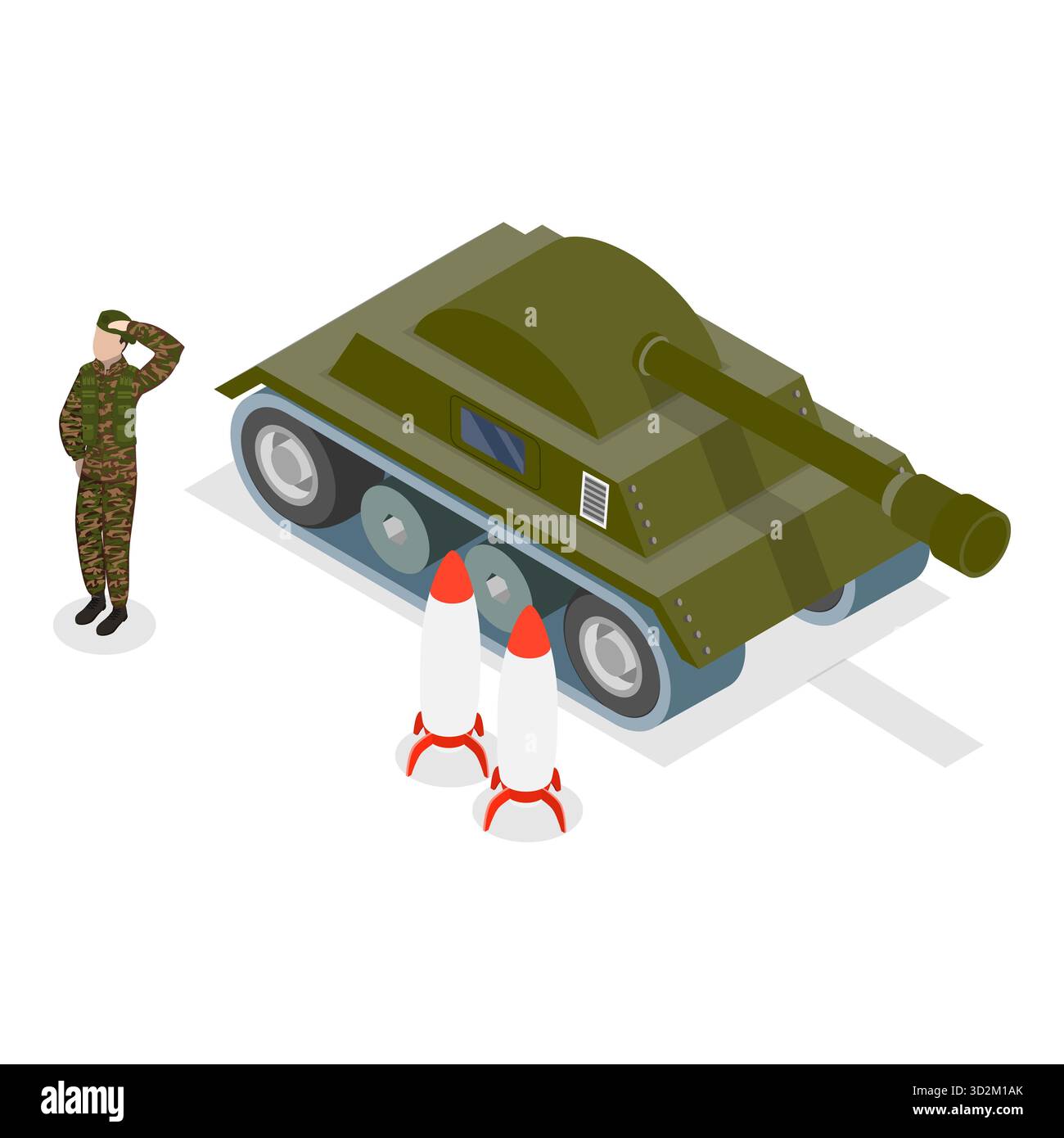 3D Isometrische flache Illustration von Millitärkraft, professionelle Krieger. Punkt 1 Stockfoto