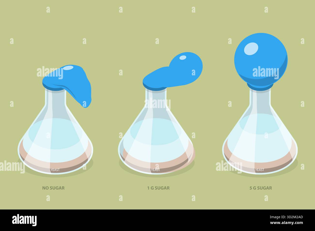 3D Isometrische flache konzeptionelle Illustration der Hefe Zelluläre Atmung , Science Experiment 3D Isometrische flache konzeptionelle Illustration der Hefe Zelluläre Atmung , Science Experiment Stockfoto