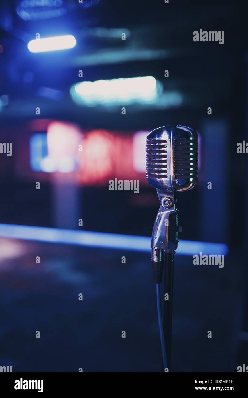 Mikrofon vor Ort Stockfoto