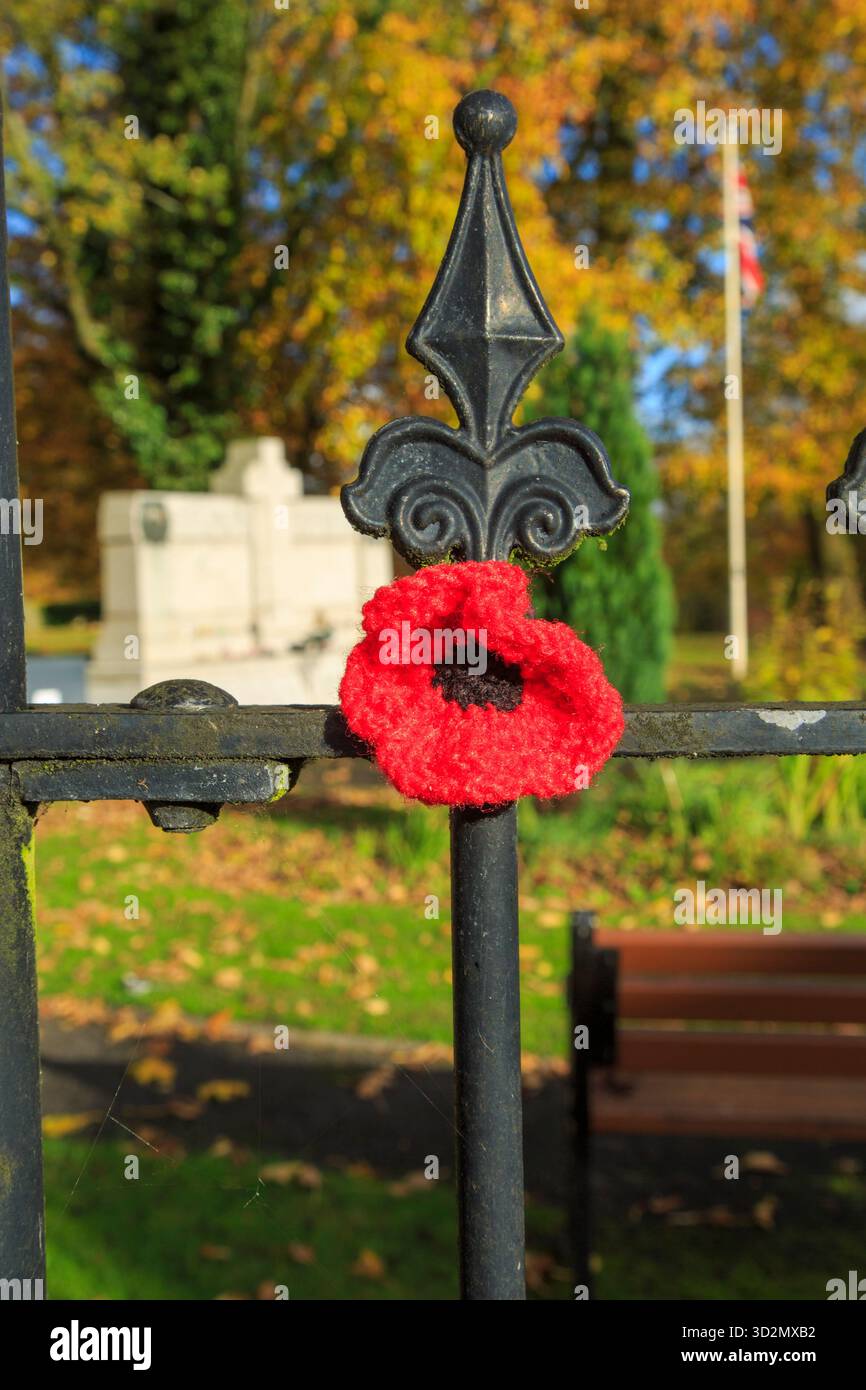Mohnblumen schmücken den Gedenkgarten in Tottington, Bury Stockfoto