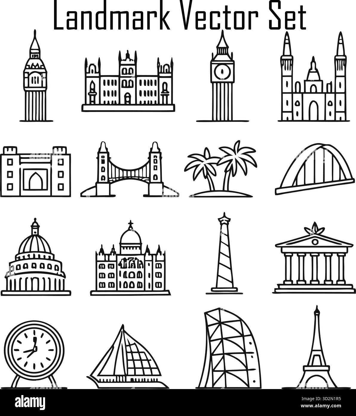 Berühmte Architektur und Illustration des Reiseziels Stock Vektor