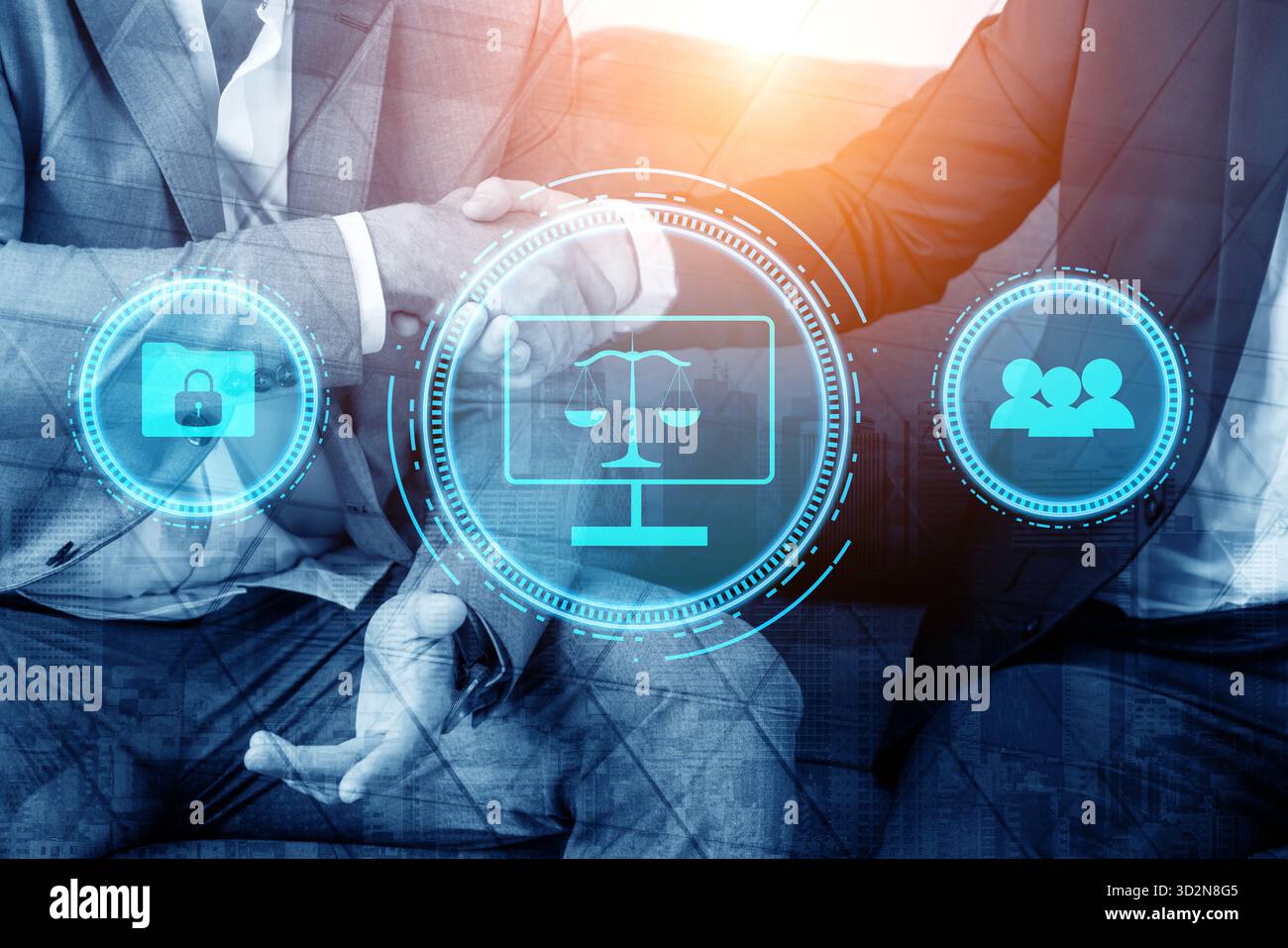 Datenschutz und Regulierung des Cyberrechts. Ein Konzept der digitalen Gerechtigkeit, der Nutzerrechte und der Sicherheitspolitik für den Online-Informationsschutz. Mo Stockfoto