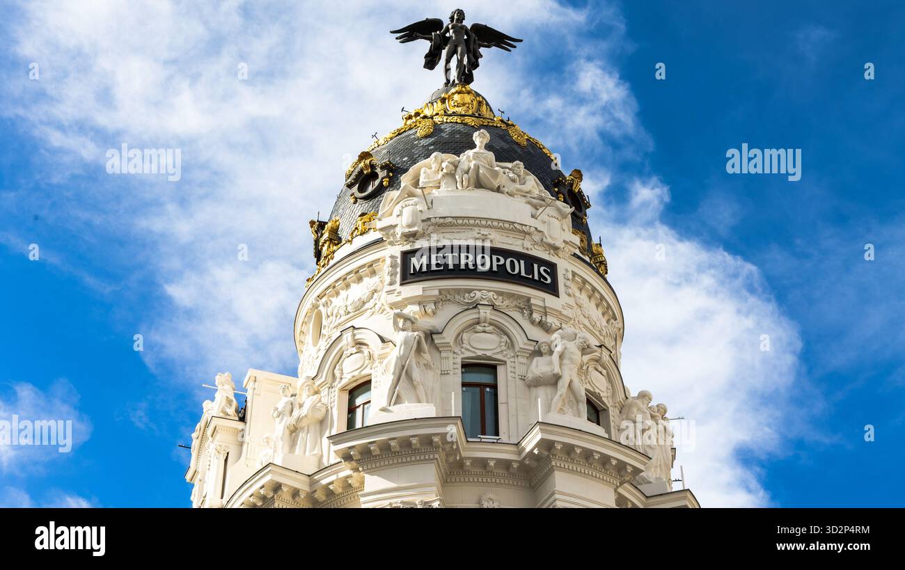 Metropolis Gebäude, Madrid, Spanien Stockfoto