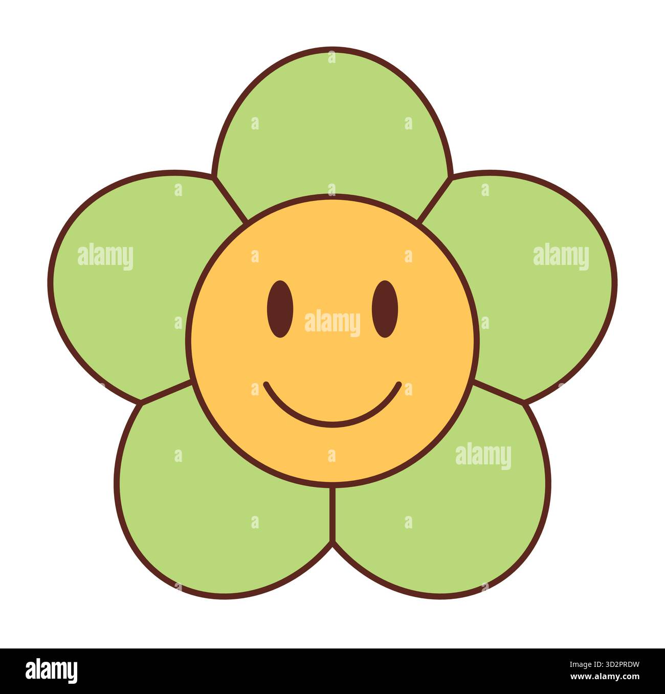 Grooviger Retro Gänseblümchenaufkleber Stock Vektor